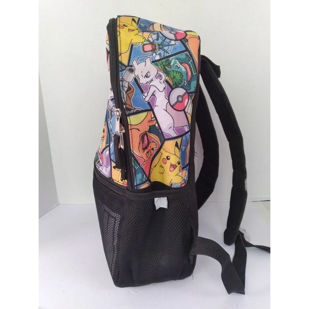 Pokemon Colorful Character Print Backpack with Large Pokeball Design School Bag